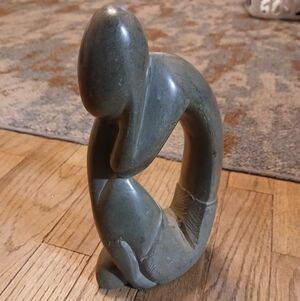 Vintage Gray Soapstone Figurine Abstract Modernist Sculpture